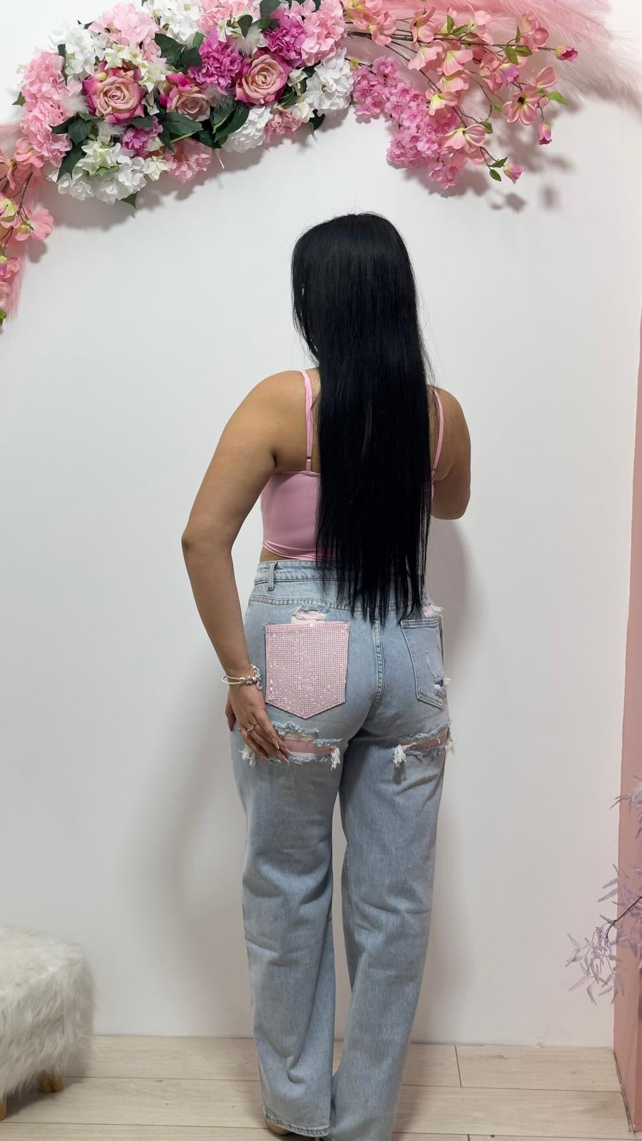 Jeans pink diamond