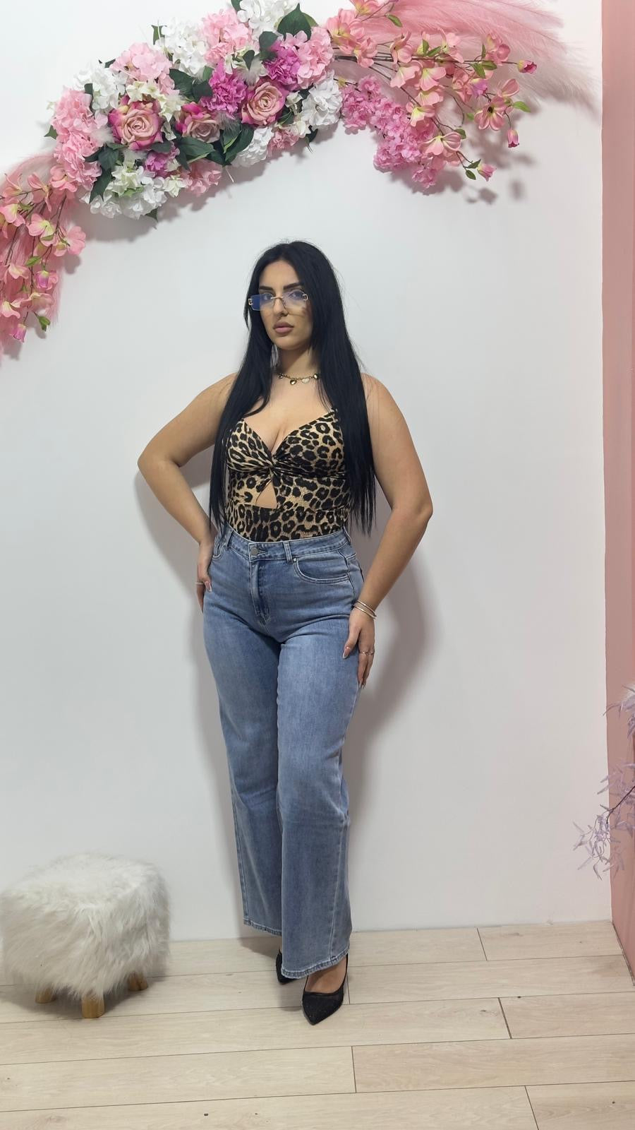 Jeans leopard diamond