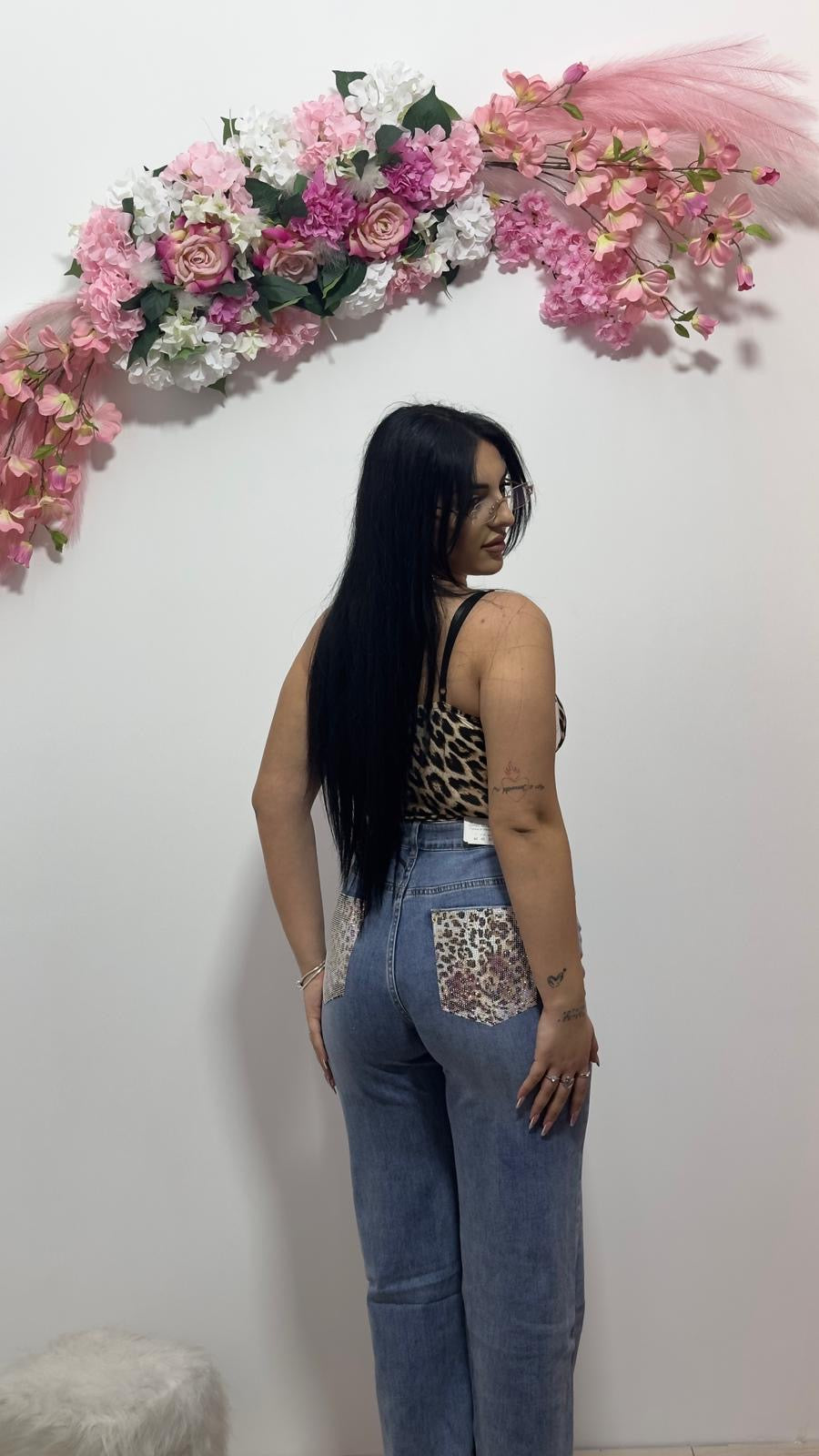 Jeans leopard diamond